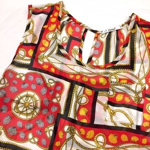 Nautical Themed Cross Back Sheer Tank Top